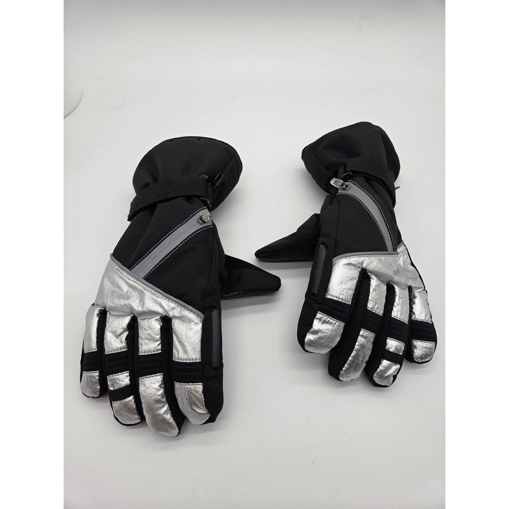 Swiss Tech Winter Gloves L Black Silver Womens 3M Thinsulate Ski Snow Techwear